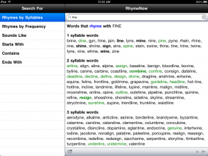 RhymeNowHD Rhyming Dictionary for iPad